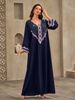 Women's Clothing Robe V Neck Hot Diamond Loose Dress_ecoleips.com