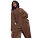 Women's Clothing Women's Casual Loose Fit Two-Piece Set – Pleated Wide-Leg Pants & Top (Gray/Black/Red, S-XXL, Polyester, Streetwear Style)_ecoleips.com