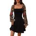 Women's Clothing Long Sleeved Holiday Ladies Dress Summer Casual A Line Skirt_ecoleips.com