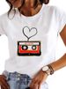European And American Cross-border Foreign Trade Women's Floral Letter Print Round-neck Short-sleeve T-shirt Top_ecoleips.com