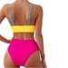 Women's Clothing Women's Sexy High-Waisted Color Block Bikini Swimsuit 2 Piece Set European And American Style For Formal & Casual_ecoleips.com