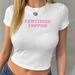Independent Station Cross-Border European And American Women's Fashion 2024 New Letter Heart Print Slim Fit Crop_ecoleips.com