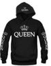 Couple wear QUEEN KING printed hooded long-sleeved couple wear sweatshirt for men and women_ecoleips.com
