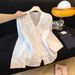 Women's Clothing Women's V Neck Tie Up Lace Embroidered Jacquard Shirt Long Sleeve Stylish Casual Top Early Spring Design_ecoleips.com