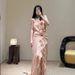 Women's Clothing Elegant Sexy Wood Ear Edge Halter Neck Hollow Long Skirt Pleated Three Dimensional Flower Dress For Women_ecoleips.com
