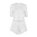 Knitted Printed Short Sleeve Shorts Loose Comfortable Pajamas Two-Piece Set 2026 European And American Spring Summer New_ecoleips.com