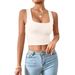 Square Neck Bodycon Tank Top – Sexy Cropped Cami For Women (6 Colors, Stretchy & Breathable)_ecoleips.com