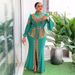 Elegant Plus Size Evening Dress With High Slit Sparkling Rhinestones Long Sleeve Tailored Bridesmaid Gown For Wedding Party(L-3XL)_ecoleips.com