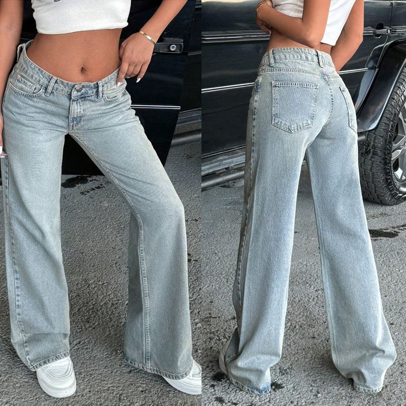 Women's Clothing Stretch Denim Jeans Straight Leg Fashionable Washed American Style New_ecoleips.com