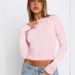Aria Basics Aria Basics Popular Fashion Casual Long Sleeve Spring Autumn Solid Color Slim Fit Pullover T-Shirt Women's Streetwear Base Shirt Top_ecoleips.com