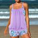 plus Size Colorful Print Two Piece Bikini Set European American Style Flat Angle Design Sexy Simple Swimsuit For Women_ecoleips.com