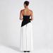Summer Elegant Sexy off Shoulder Slit Dress for Women Black And White Color Blocking Scarf European American Style_ecoleips.com