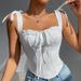 Women's Slim Fit Fishbone Camisole Sexy Hot Girl Square Neck Beautiful Back Top With Bow Tie New Style_ecoleips.com