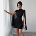 Women's Clothing Women's Shiny Print High Collar Lantern Sleeve Tight Dress Sexy Hot Girl Party Hip Skirt_ecoleips.com