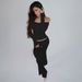 New Women's Fashion Two-Piece Sexy Waist-Cinching Top Slim Fit Bodycon Flared Pants Set_ecoleips.com