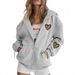 Women's Long Sleeved Zip Up Sweatshirt Cardigan Heart Print 5046 Design Comfortable Casual Hoodie_ecoleips.com