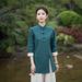 Style Salon Beauty Artist Health Center Traditional Chinese Tang Suit Tea Dress Women Two-Piece Set Summer_ecoleips.com
