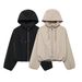 Women's Clothing Hooded Long Sleeved Black Casual Jacket_ecoleips.com