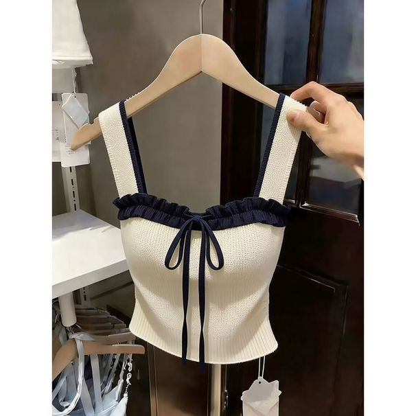 New Design Niche Lace-up Top, Unique Sweet Spicy Short Slim-fit Camisole With A High-end Feel And Simple Style_ecoleips.com