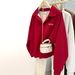 American-style Real-shot V-neck Polo Sweatshirt Women, Thin, Loose, Casual, Korean-style Long-sleeve Top For Early_ecoleips.com