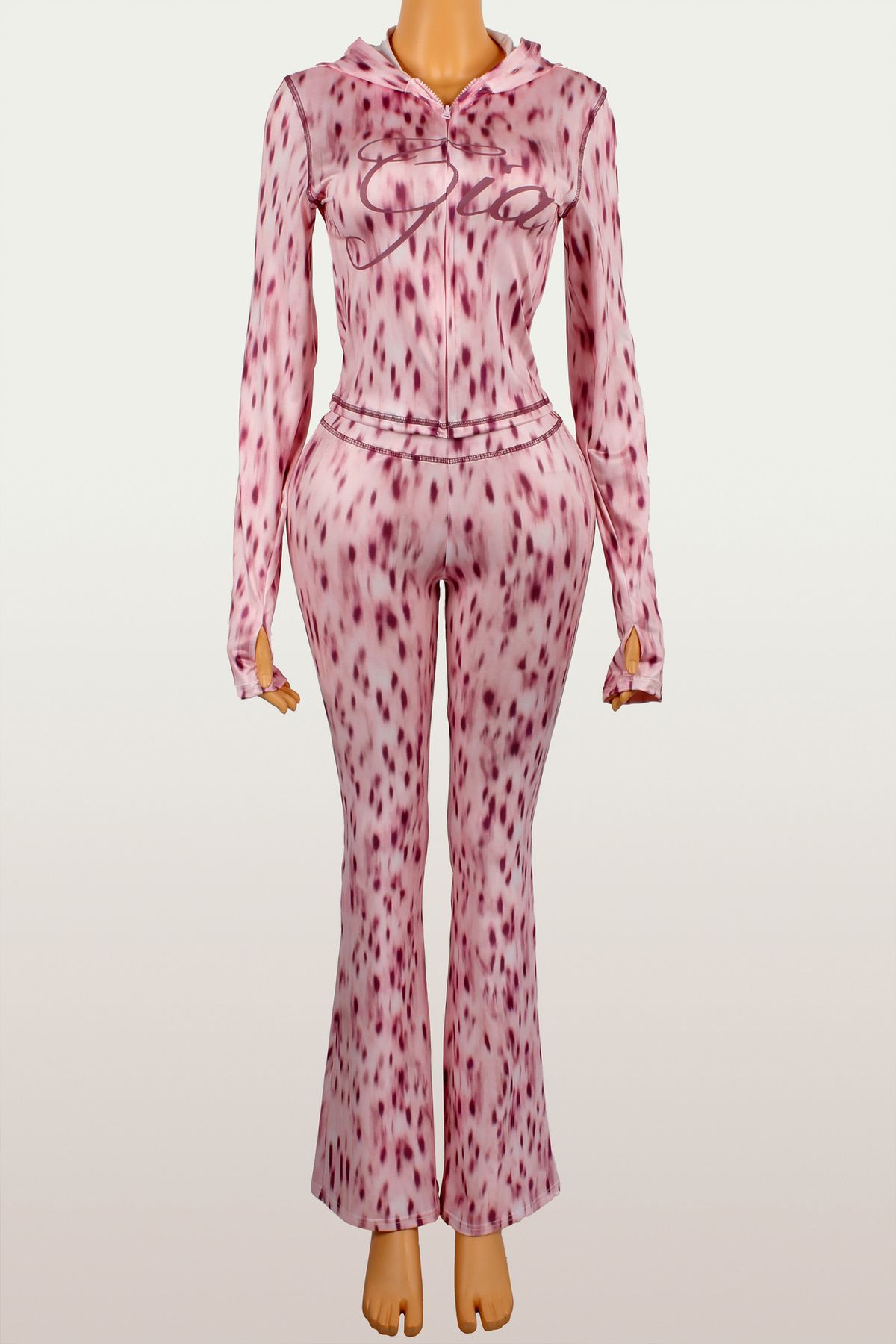 Women's Clothing Women's Fashion Leopard Print Streetwear Set Zip Up Long Sleeve Jacket And Trousers European American Style Casual Outfit_ecoleips.com