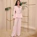 Elegant Rhinestone Blouse & Casual Pants Set - Stylish Women's Two-Piece Outfit For Work & Leisure_ecoleips.com