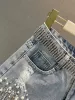 Summer Elegant Tassel Bead High Waist Wide Leg Denim Womens Casual Solid Shorts 240930_ecoleips.com