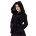 Vintage Faux Fur Hooded Belted Trench Coat For Women - Elegant Long Swing Coat With Detachable Waist Tie (Black, Burgundy, Dark Green)_ecoleips.com