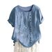Cross-Border Tops Casual Loose T-Shirts Cotton Linen Plus Size Women's Clothing AMZ Hot Selling_ecoleips.com