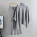 Women's Clothing Fashion Two Piece Suit For Women In Spring With High Collar Cape Knitted Sweater Wide Leg Pants Temperament Suit_ecoleips.com
