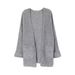 Women's Clothing Solid Color Long Sleeved Cardigan Knitted Cardigan Long Sleeve Open Front Sweater Coat Casual Loose Fit Fall Winter Solid Color_ecoleips.com