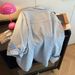Vintage Minimalist Color Contrast Denim Striped Oversized Relaxed Versatile Polo Collar Shirt Women's Autumn Long-Sleeve_ecoleips.com