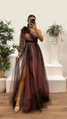 Women's Clothing Spring And Autumn New Oblique Shoulder Mesh Print Dress Ins Casual Loose Party Dress_ecoleips.com