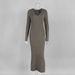 Cross-Border Solid Color Sleeve For Women, European American Style, 2025 Autumn And Winter New Elegant V-Neck Slim Fit_ecoleips.com