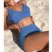 women's sexy bikini solid color high waist split swimsuit female _ecoleips.com