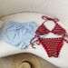 Sexy Red & White Striped Bikini Set - High Elasticity Beachwear For Women, Breathable Swimwear With Removable Pads, Perfect For Pool Party & Vacation_ecoleips.com