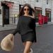 Summer Sexy Off-Shoulder Long Sleeve Bodycon Dress Solid Color Women's Independent Website Hot Selling New Product 2025_ecoleips.com