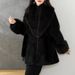 Luxury Mink Fur Coat For Women - Fox Fur Collar, Slim Fit, Elegant Winter Outerwear With Belt, Black/Brown/White_ecoleips.com