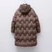 girl Girl Pinghu Chixin 90 New National Standard White Duck Winter Long Simple Fashion Wave Hooded Thickened Down Jacket For Women_ecoleips.com