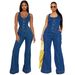 Women's Sexy Denim Jumpsuit With Flared Pants – Casual Suspender Romper For Spring/Summer (Bluish, S-2XL)_ecoleips.com