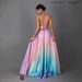 2026 New European And American Women's Fashion: Flared Waist-Cinching Gradient Dress, Sexy Deep V Neck Long Gown_ecoleips.com