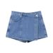Women's Casual Pocket Denim Shirt Asymmetric CulottesSuit_ecoleips.com