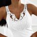 European And American Women's Clothing New Lace Applique Solid Color T Shirt V Neck Slim Vest Top_ecoleips.com