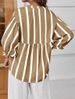 K Women's Fashion Casual Loose Baita Striped V-neck Printed Shirt_ecoleips.com