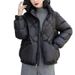 Women's Short Puffer Jacket With Duck Down Filling, Warm Winter Coat With Stand Collar, Slim Fit Quilted Outerwear For Petite Sizes_ecoleips.com