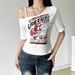 2026 Spring Women's Fashion New Street Style Hot Girl Off-Shoulder Hollow Out Printed Versatile Crop Top_ecoleips.com