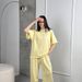 New Crew Neck T-shirt Short-sleeved Trousers Two-piece Casual Macaron Jumper Suit Women_ecoleips.com
