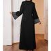 Women's Heavy Duty Rhinestone V Neck Long Dress Elegant Temperament Banquet Evening Gown Fashion plus Size Clothes_ecoleips.com
