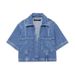 Women's Casual Pocket Denim Shirt Asymmetric CulottesSuit_ecoleips.com