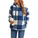Fur-Lined Jacket For Autumn/Winter Season, Long-Sleeved With Hood, Checkered Pattern, Plush-Fur Women's Hoodie_ecoleips.com